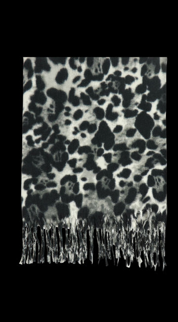 Azade Κασκόλ Λεοπάρ (Γκρι-Μαύρο) με Κρόσσια